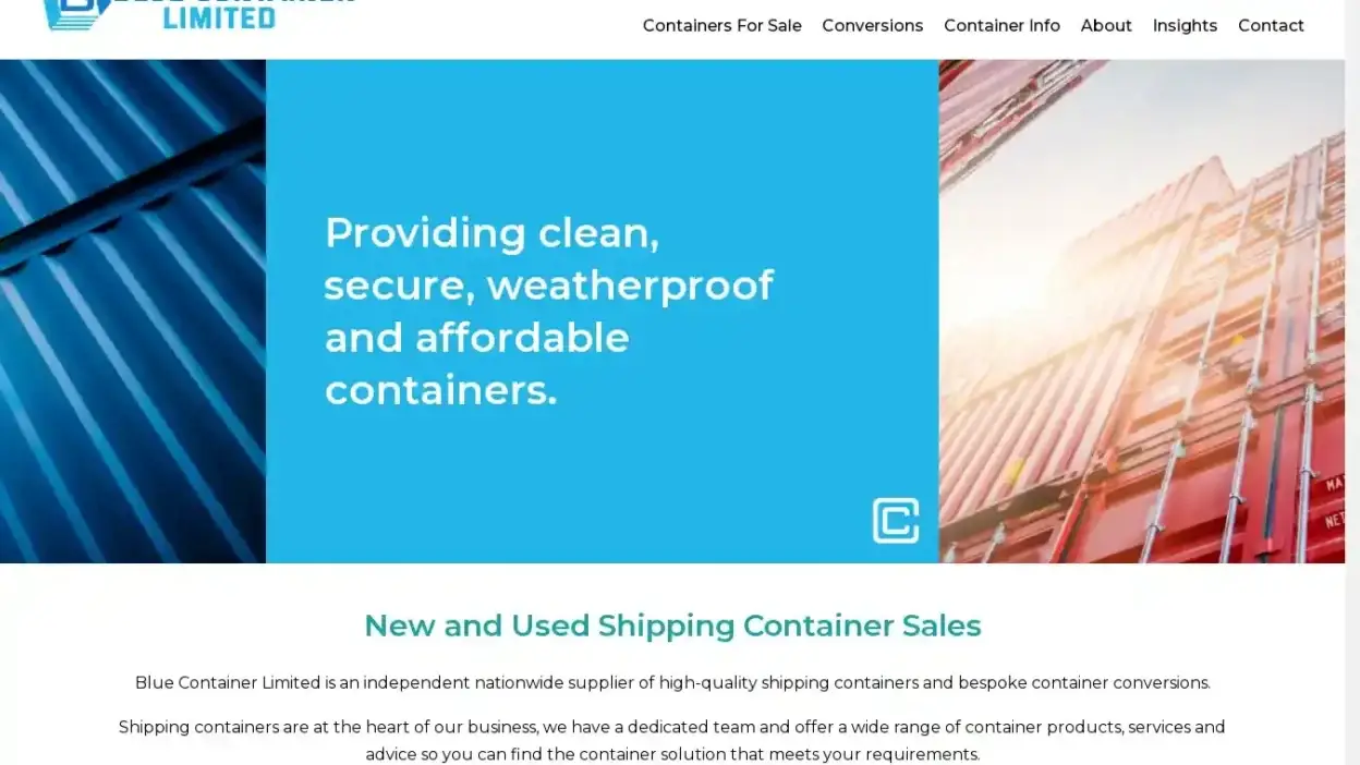Screenshot of Container scam website Bluecontainerltd.com