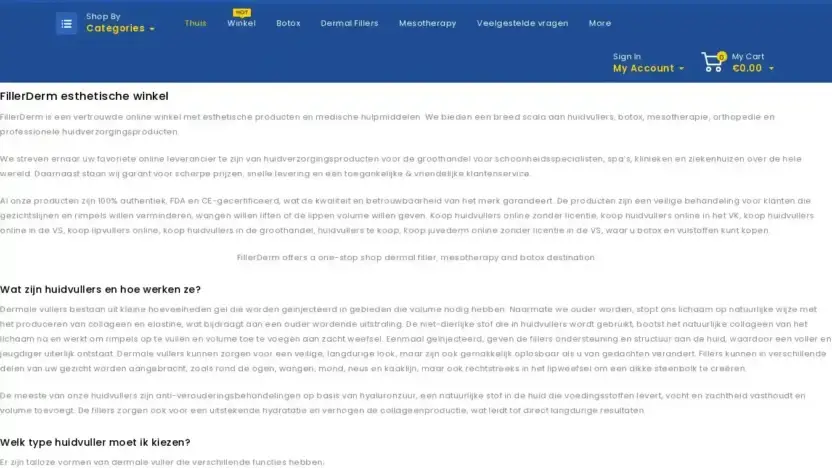 Screenshot of Non-Delivery scam website Botox-fillerderm.com