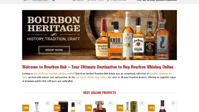 Screenshot of Whisky scam website Bourbonhub.shop