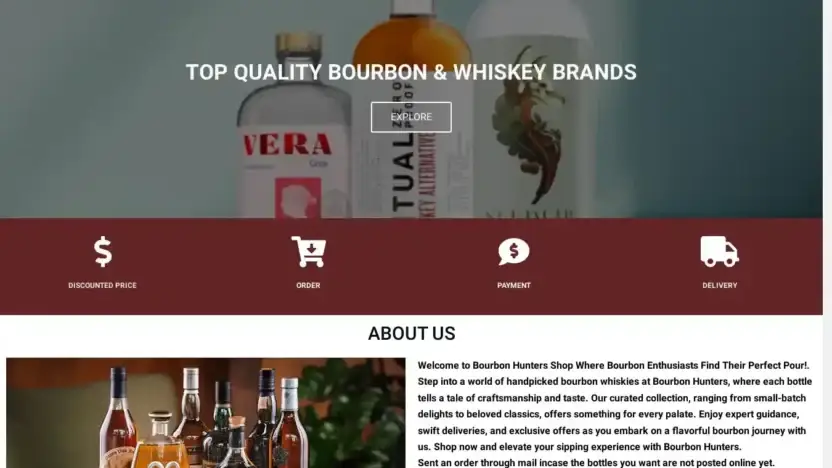 Screenshot of Whisky scam website Bourbonhunters.online