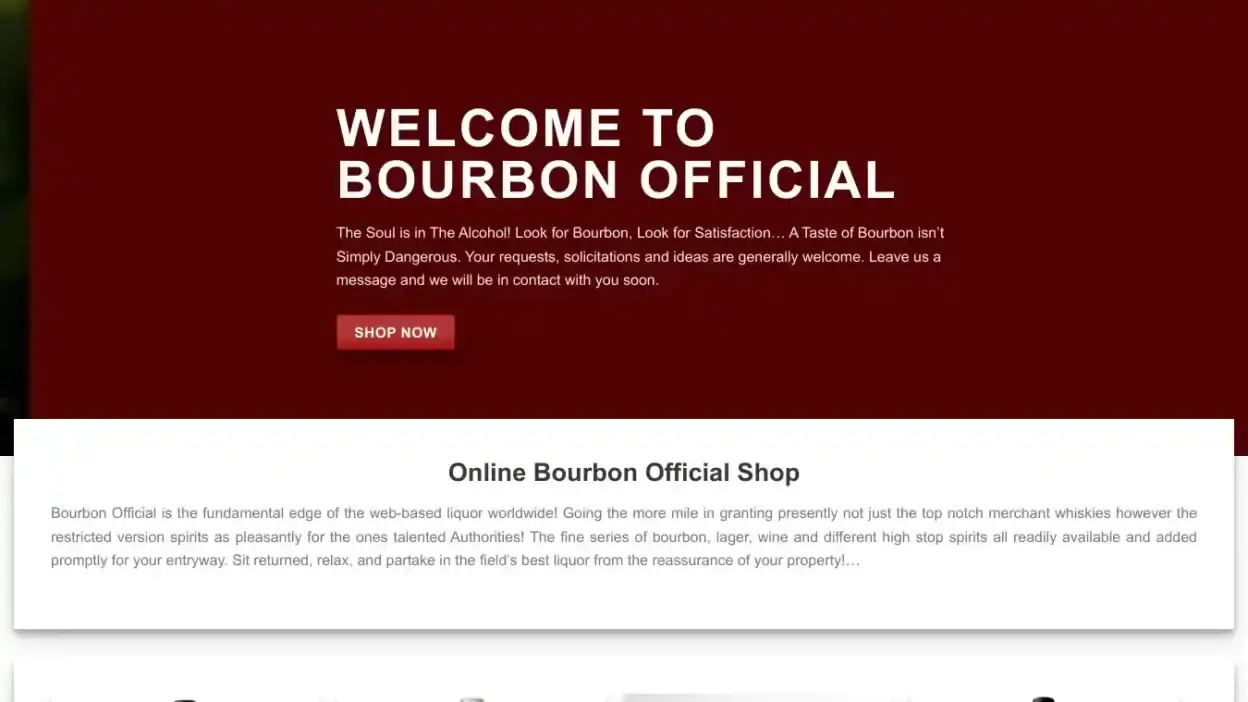 Screenshot of Whisky scam website Bourbonofficial.com