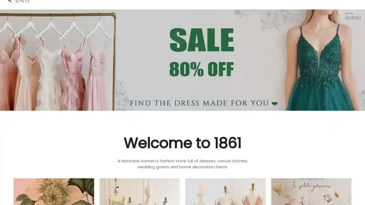 Screenshot of Non-Delivery scam website Boutique1861ca.com