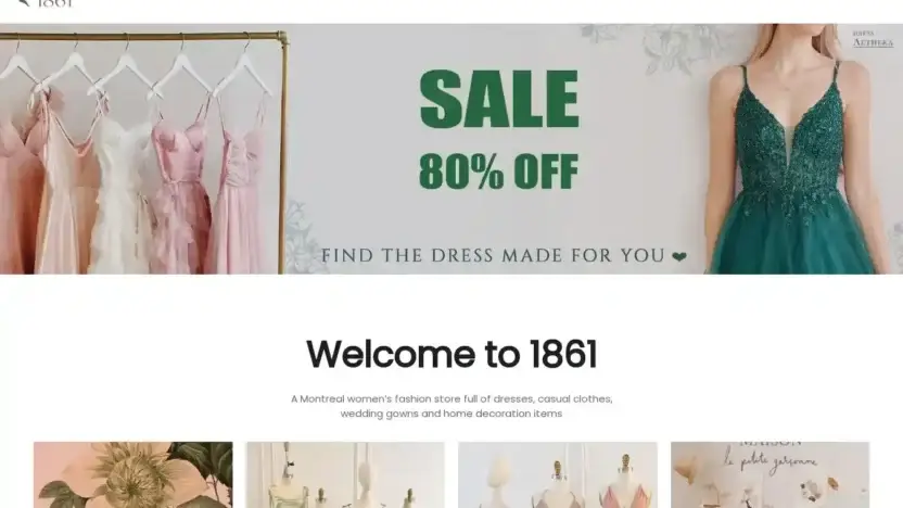 Screenshot of Non-Delivery scam website Boutique1861ca.com