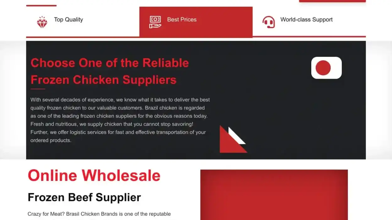 Screenshot of Non-Delivery scam website Brasilchickenbrands.com