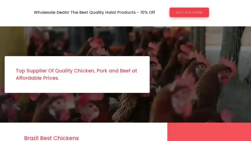Screenshot of Non-Delivery scam website Brazilbestchickens.com