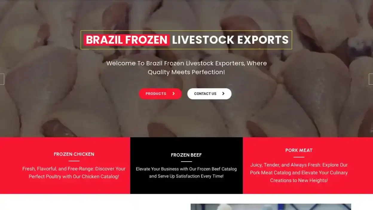 Screenshot of Commodity scam website Brazilfrozenlivestockexporters.com