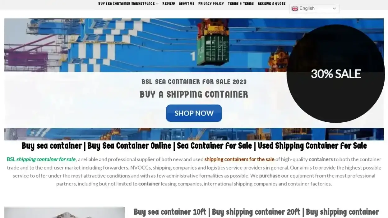 Screenshot of Container scam website Bslzeecontainer.co