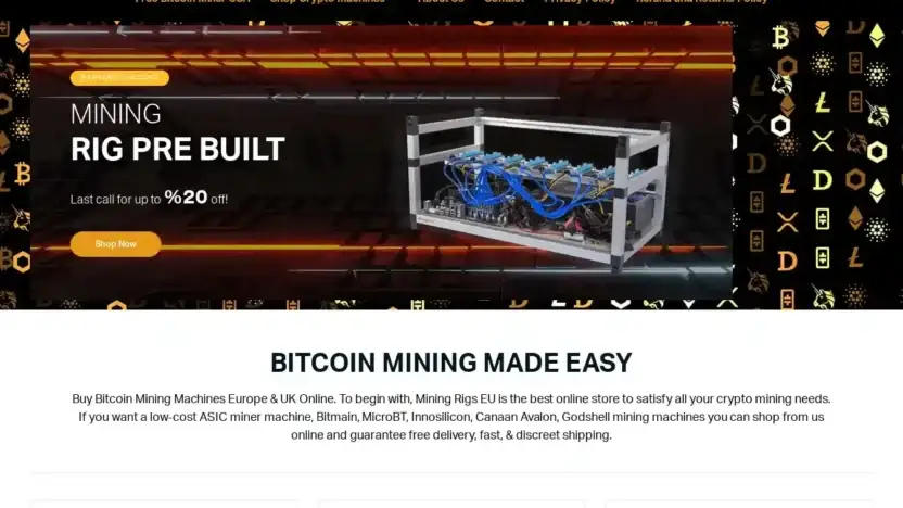Screenshot of Non-Delivery scam website Btcminersusa.com