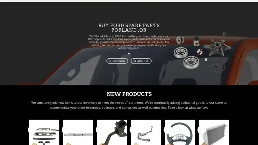 Screenshot of Non-Delivery scam website Buyfordsparepartspdx.com