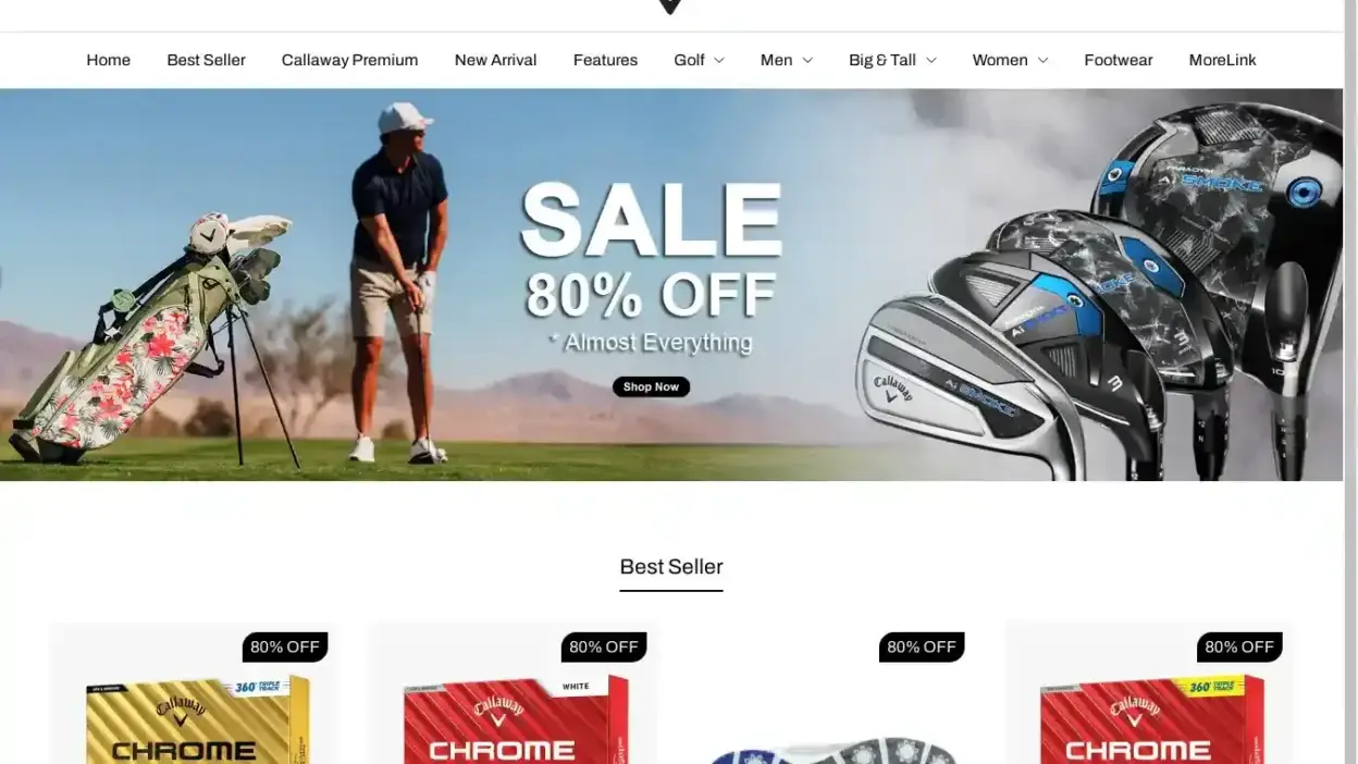 Screenshot of Non-Delivery scam website Callawaygolfeu.shop