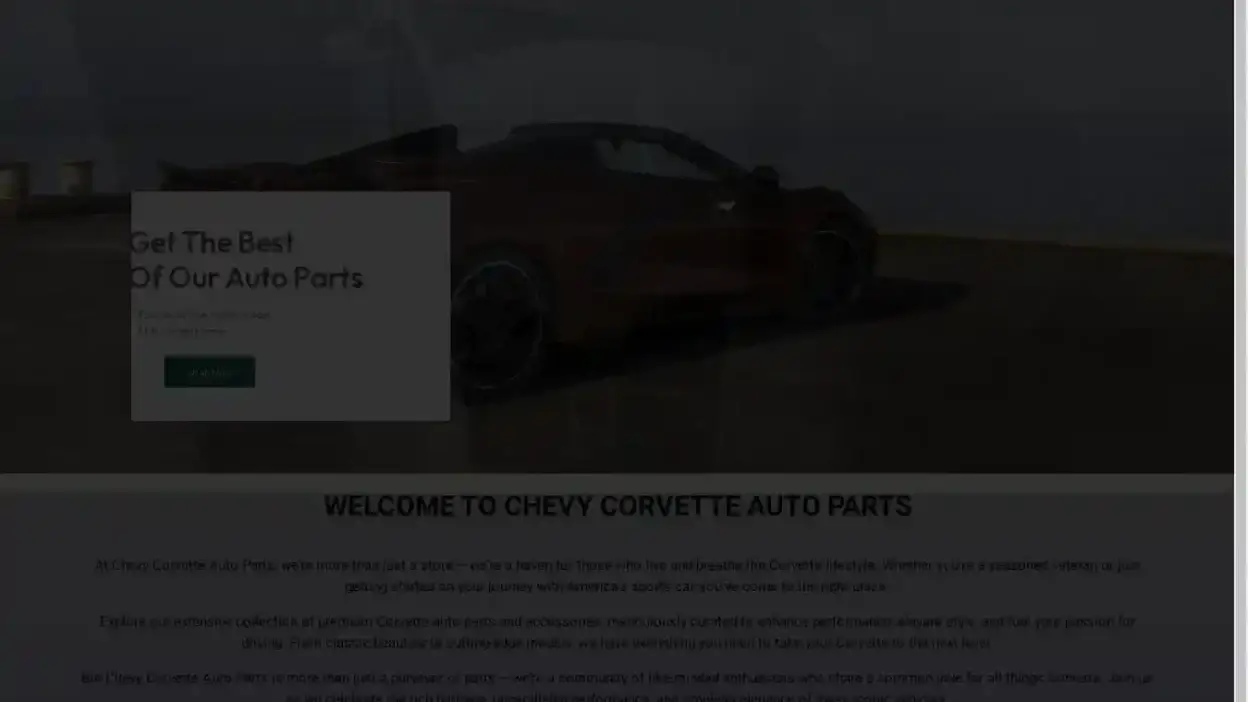 Screenshot of Automobile scam website Chevycorvetteautoparts.com
