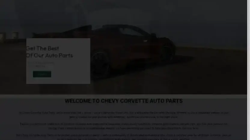Screenshot of Automobile scam website Chevycorvetteautoparts.com