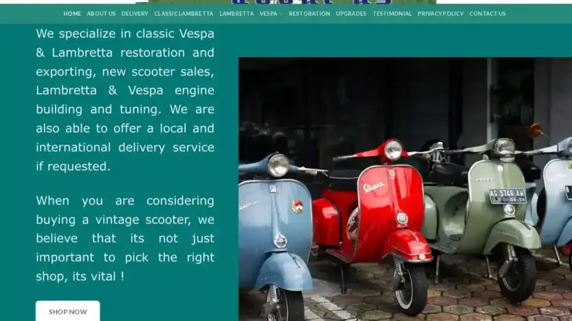 Screenshot of Automobile scam website Classicovespaandbikes.com