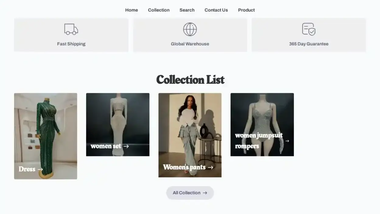 Screenshot of Non-Delivery scam website Clubwear888.store