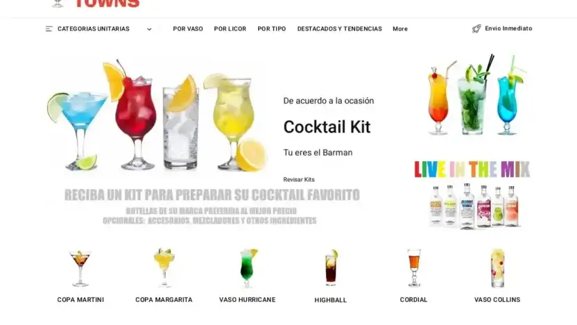 Screenshot of Non-Delivery scam website Cocktailtowns.com