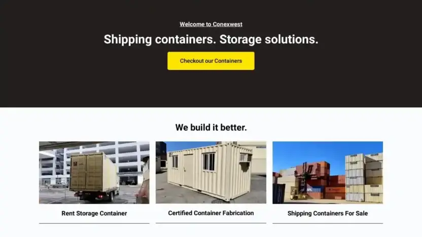 Screenshot of Container scam website Conexwestshippingcontainers.com