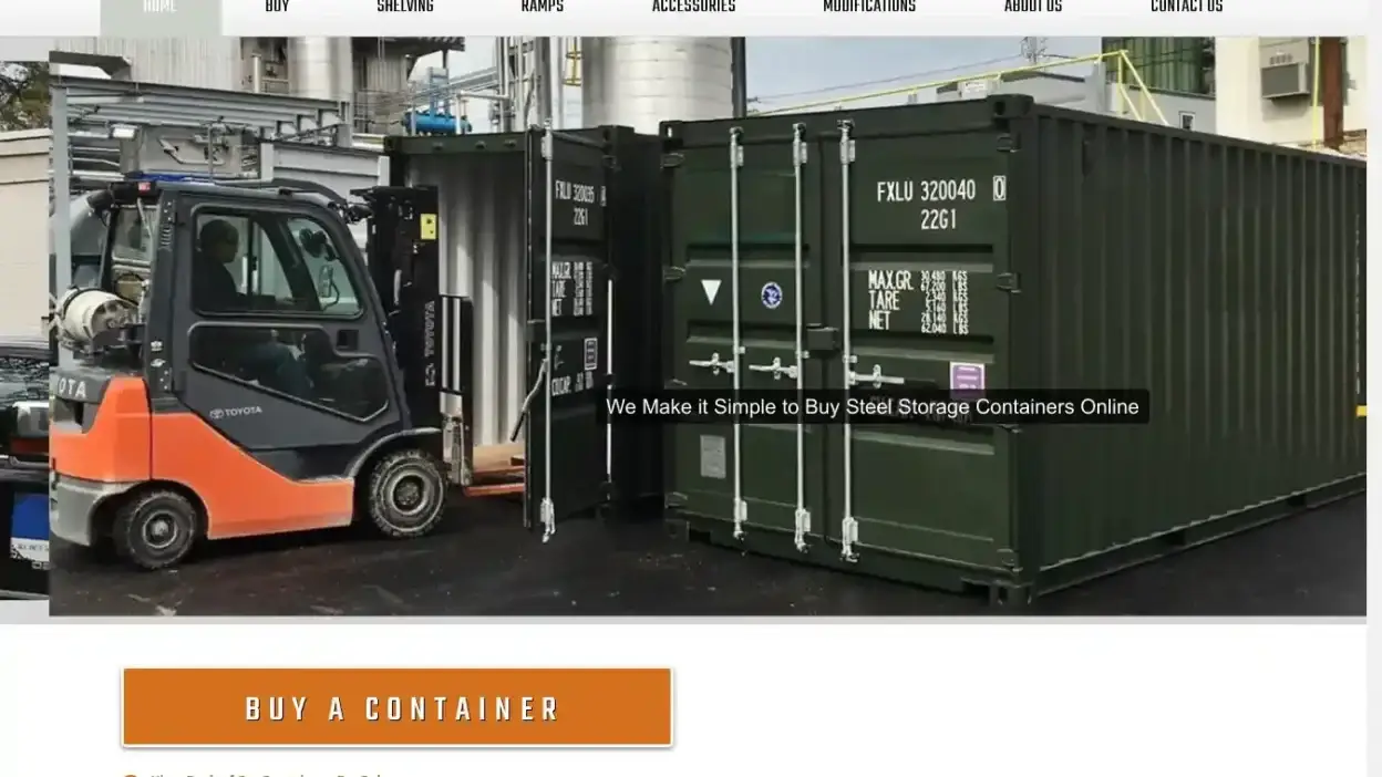 Screenshot of Non-Delivery scam website Containerguyrange.com