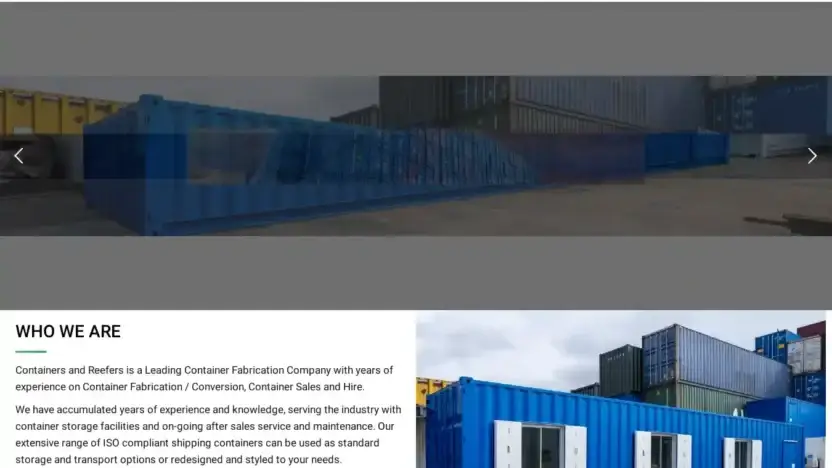 Screenshot of Container scam website Containersandreefers.com