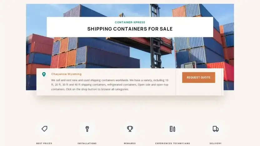 Screenshot of Container scam website Containerx-press.com
