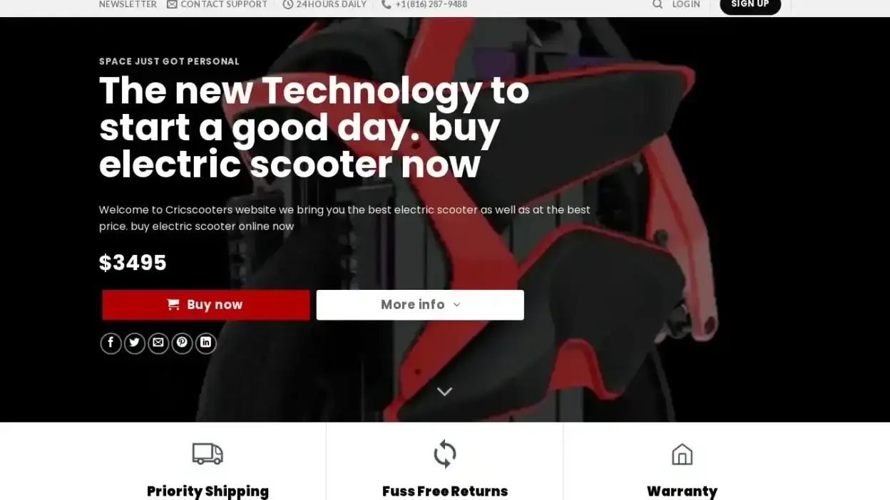 Screenshot of Automobile scam website Cricscooters.com