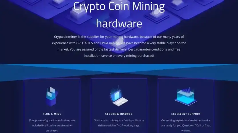 Screenshot of Non-Delivery scam website Cryptcoinminer-shop.com