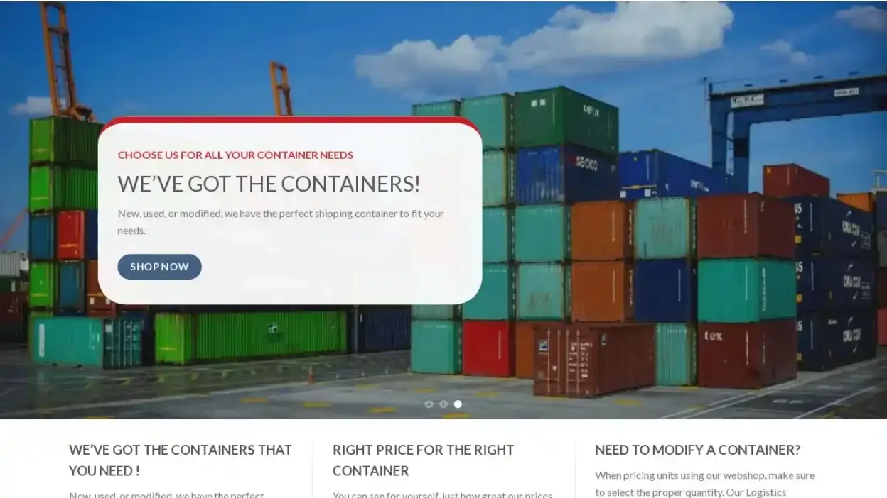 Screenshot of Container scam website Dereglobalshippingcontainers.com