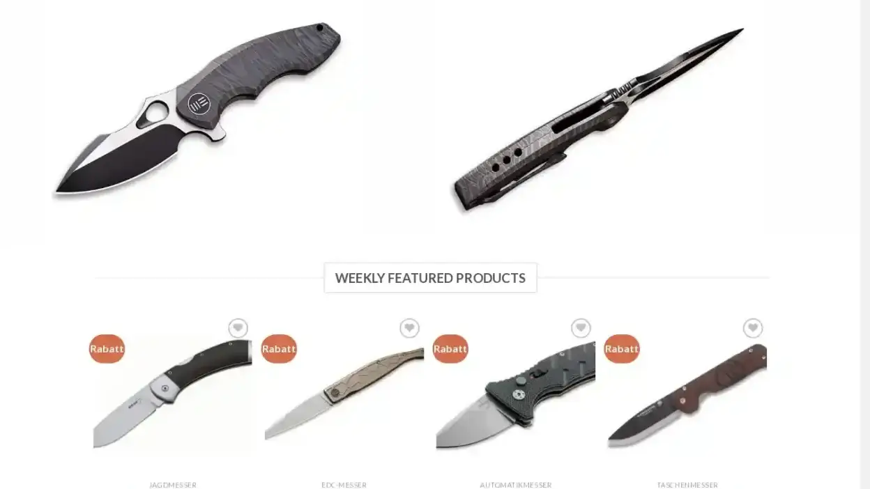 Screenshot of Non-Delivery scam website Detaschenmesser.com