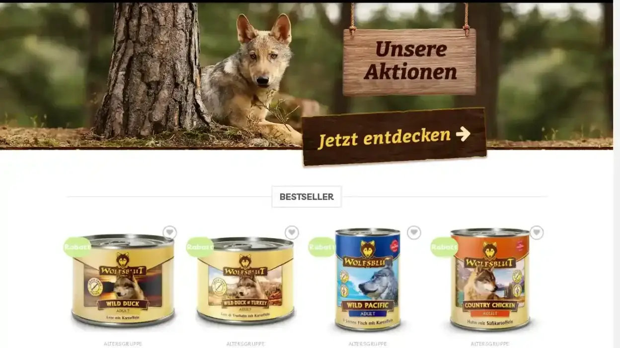 Screenshot of Non-Delivery scam website Dewolfsbluthund.com