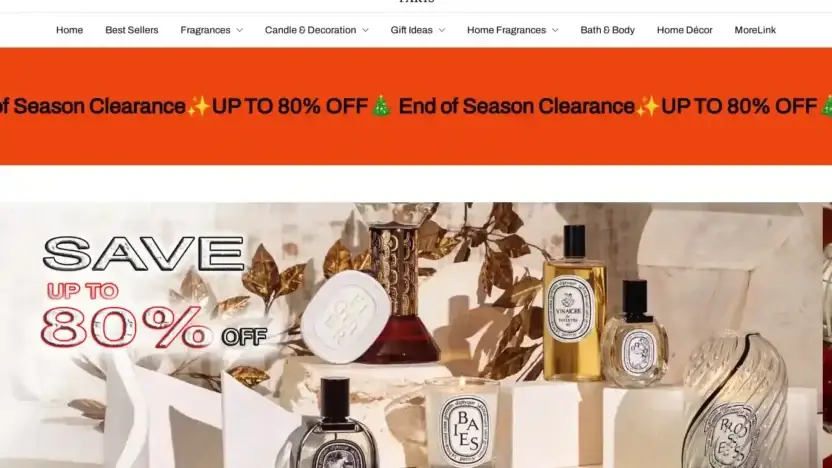 Screenshot of Non-Delivery scam website Diptyqueus.shop