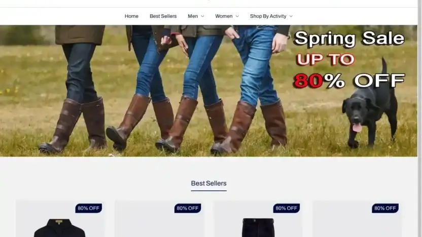 Screenshot of Non-Delivery scam website Dubarryoutlet.shop