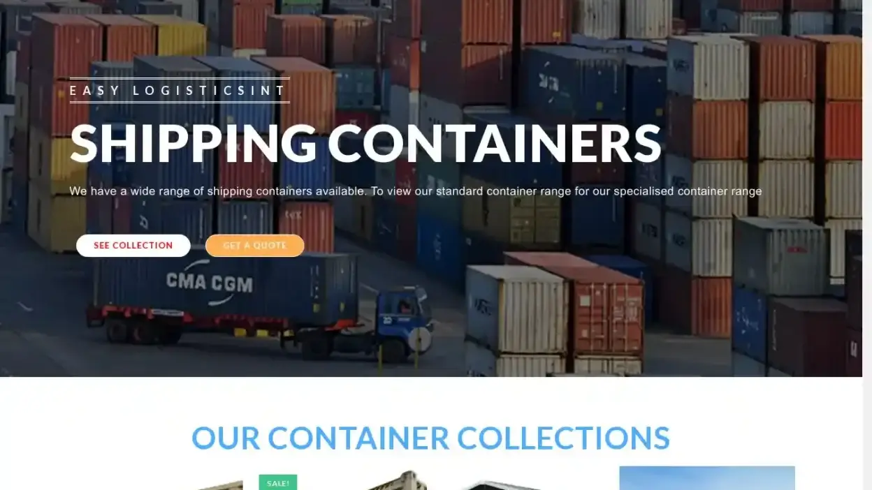 Screenshot of Container scam website Easylogisticsint.com