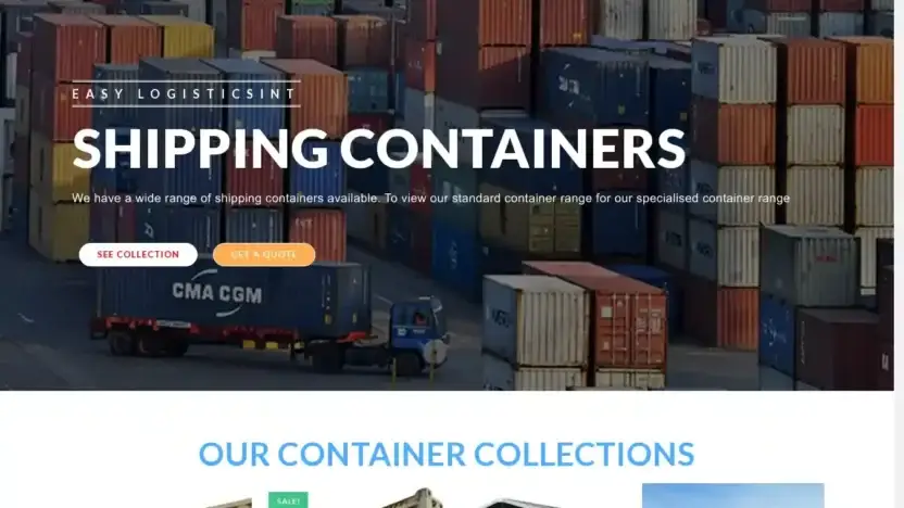 Screenshot of Container scam website Easylogisticsint.com
