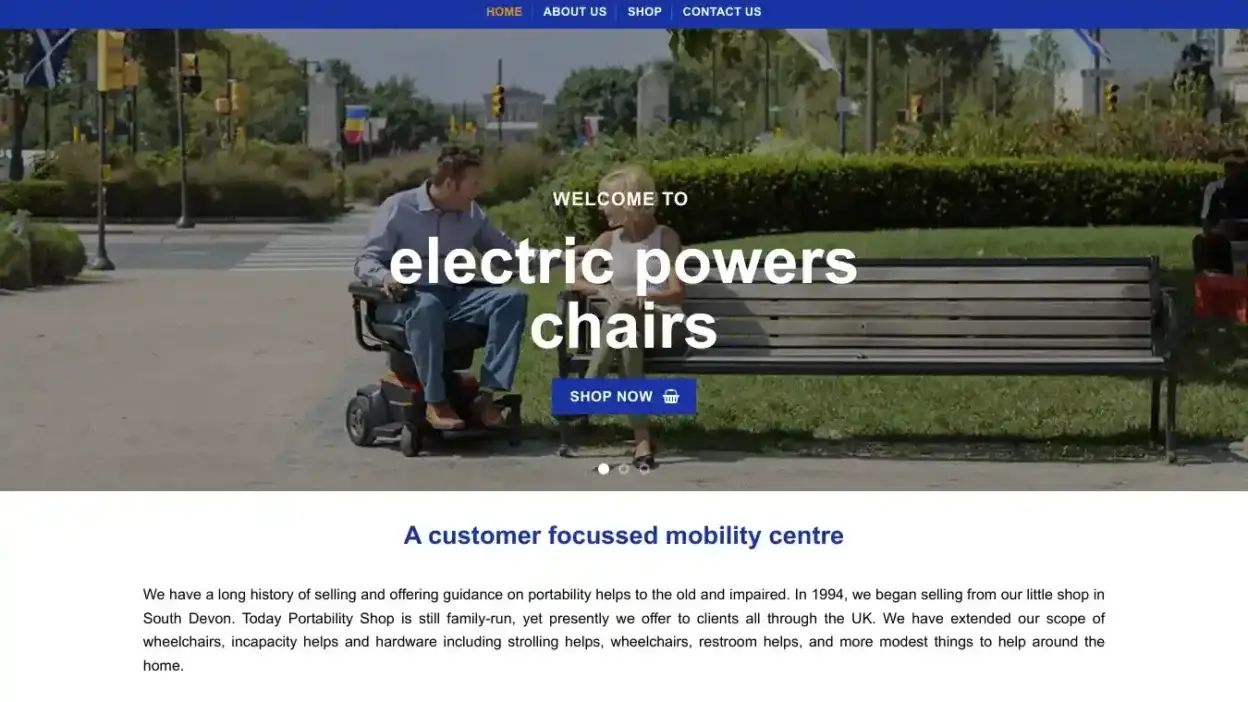 Screenshot of Non-Delivery scam website Electricpowerschairs.com