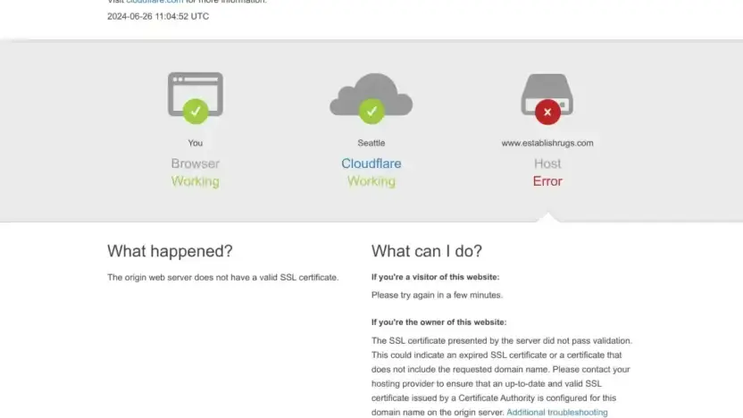 Screenshot of Non-Delivery scam website Establishrugs.com