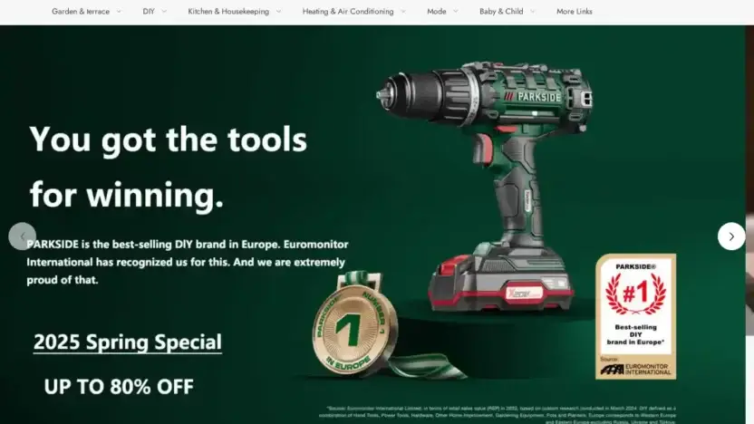 Screenshot of Non-Delivery scam website Eu-parksidertool.com