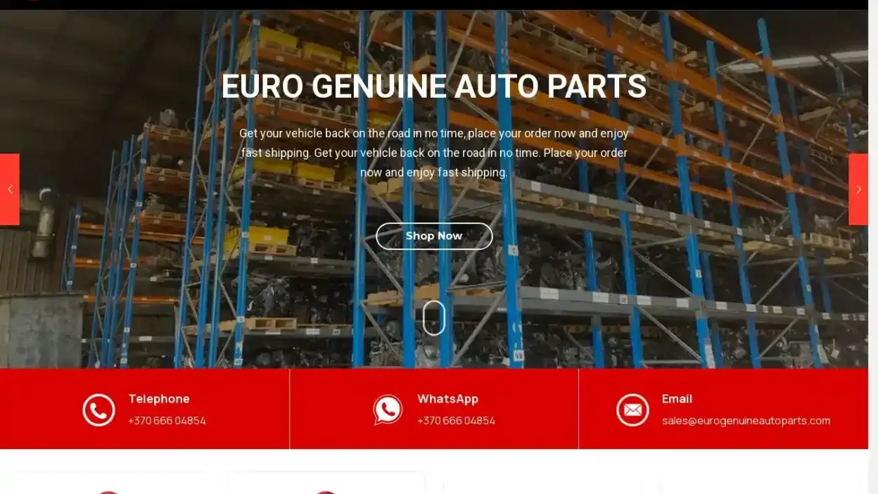 Screenshot of Automobile scam website Eurogenuineautoparts.com