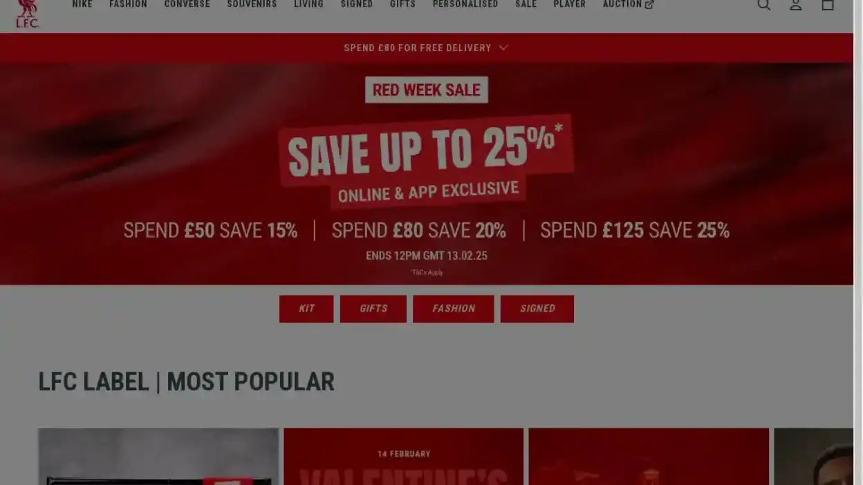 Screenshot of Non-Delivery scam website Fcliverpool2025.shop