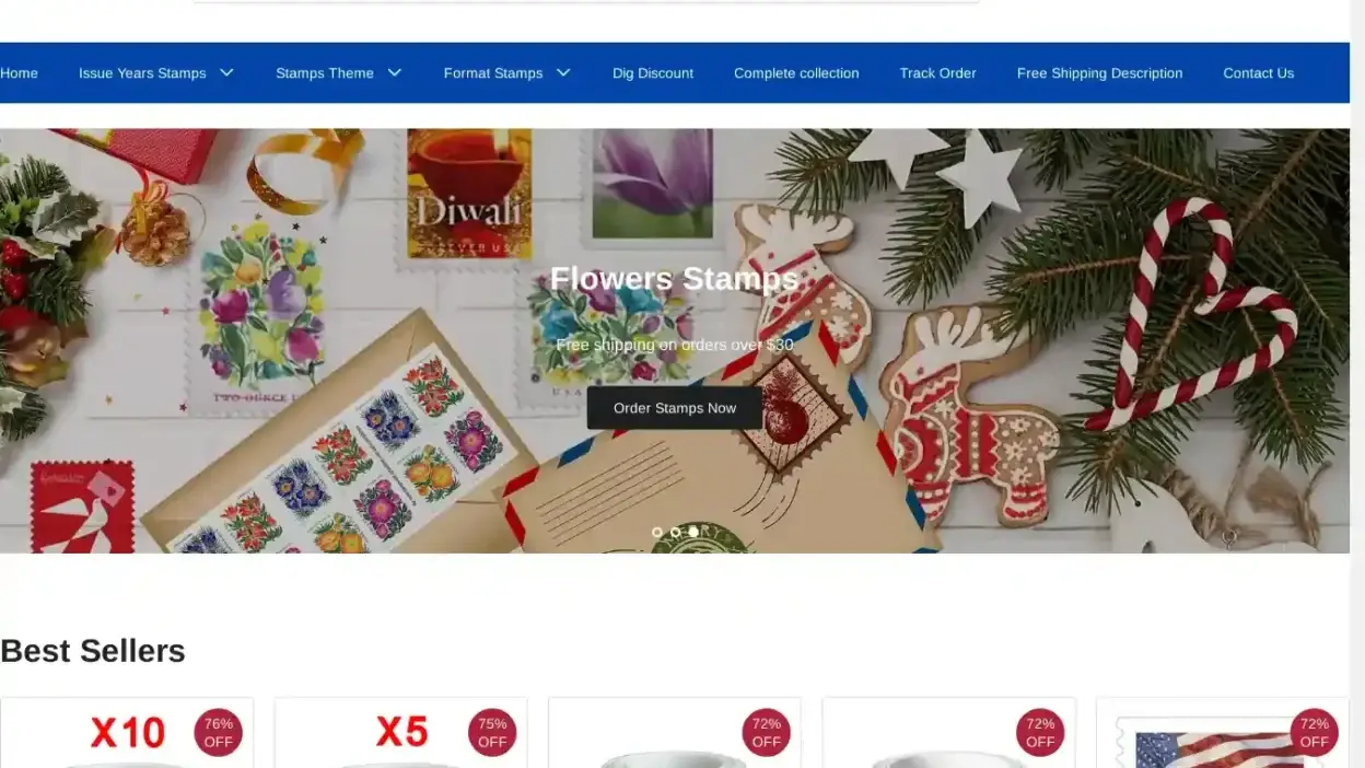 Screenshot of Non-Delivery scam website Forever-stampsshop.com