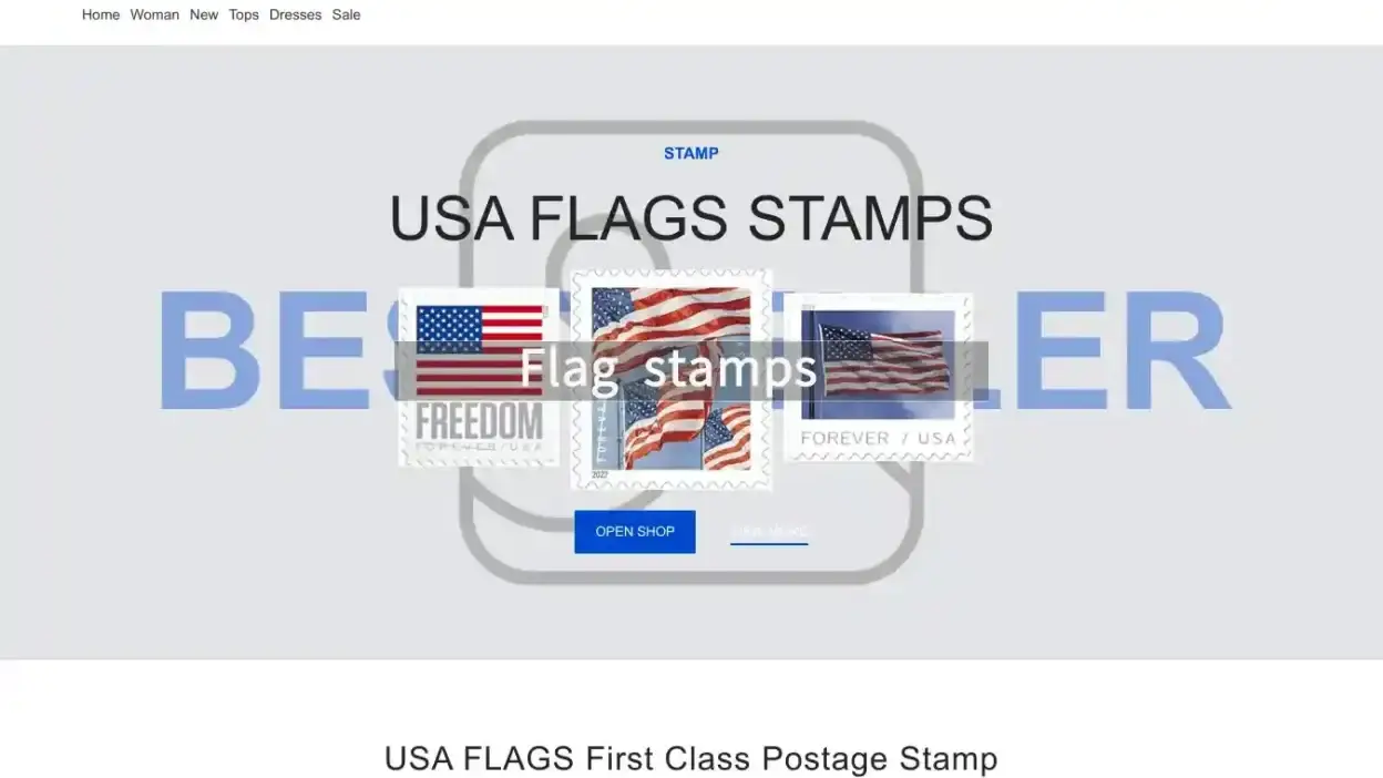 Screenshot of Non-Delivery scam website Forevertstamps.com