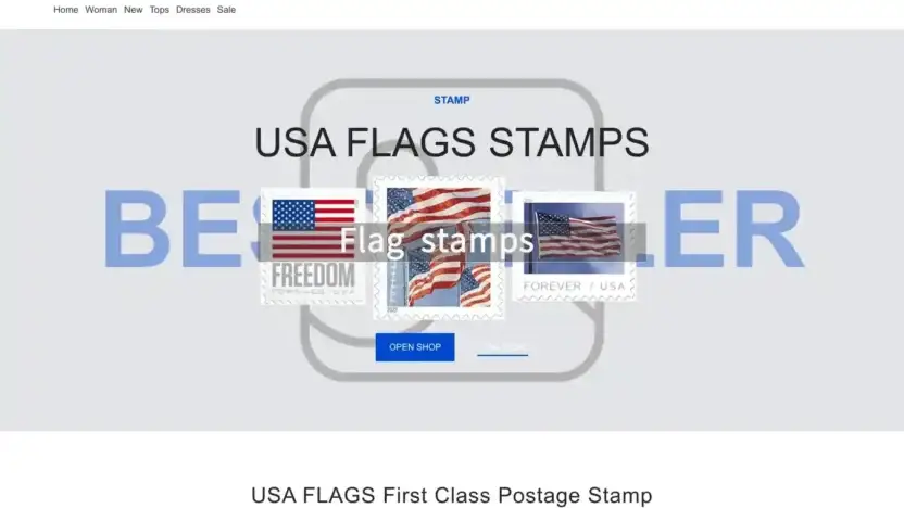 Screenshot of Non-Delivery scam website Forevertstamps.com