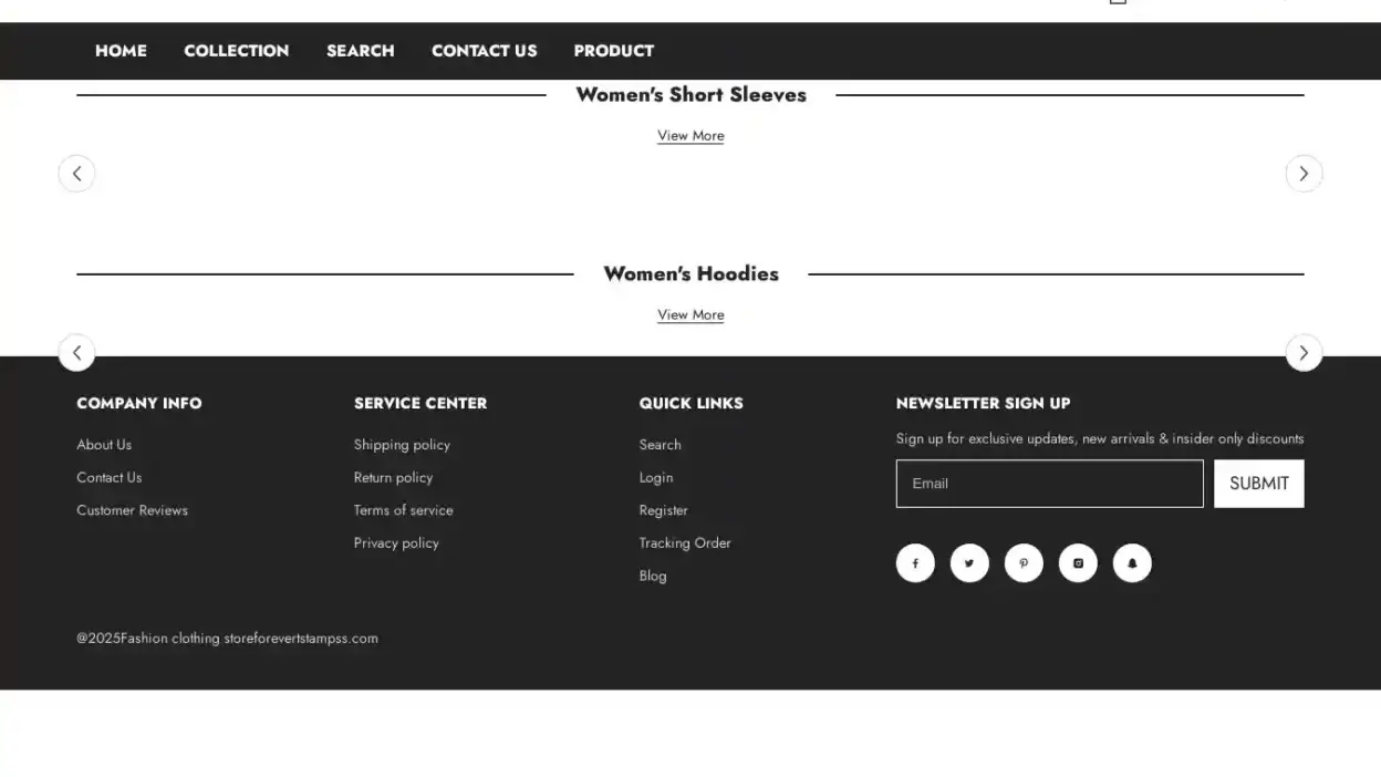 Screenshot of Non-Delivery scam website Forevertstampss.com