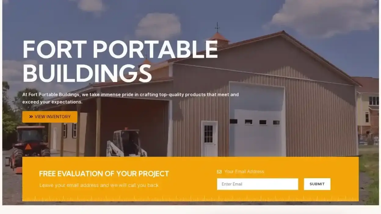 Screenshot of Non-Delivery scam website Fortportablebuildings.com
