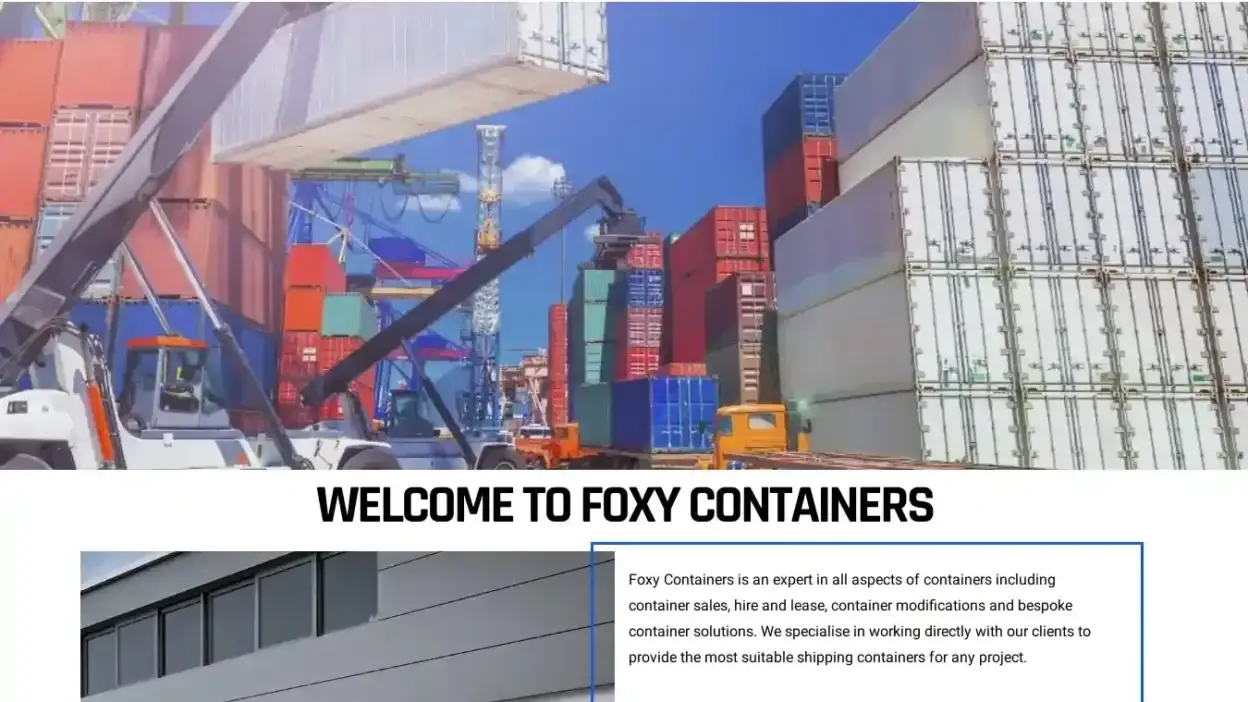 Screenshot of Non-Delivery scam website Foxycontainers.com