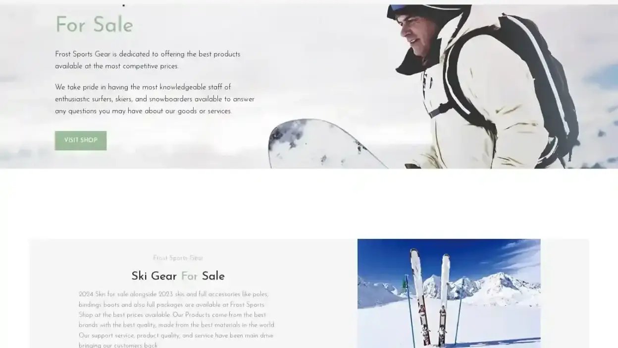 Screenshot of Sport scam website Frostsports.net