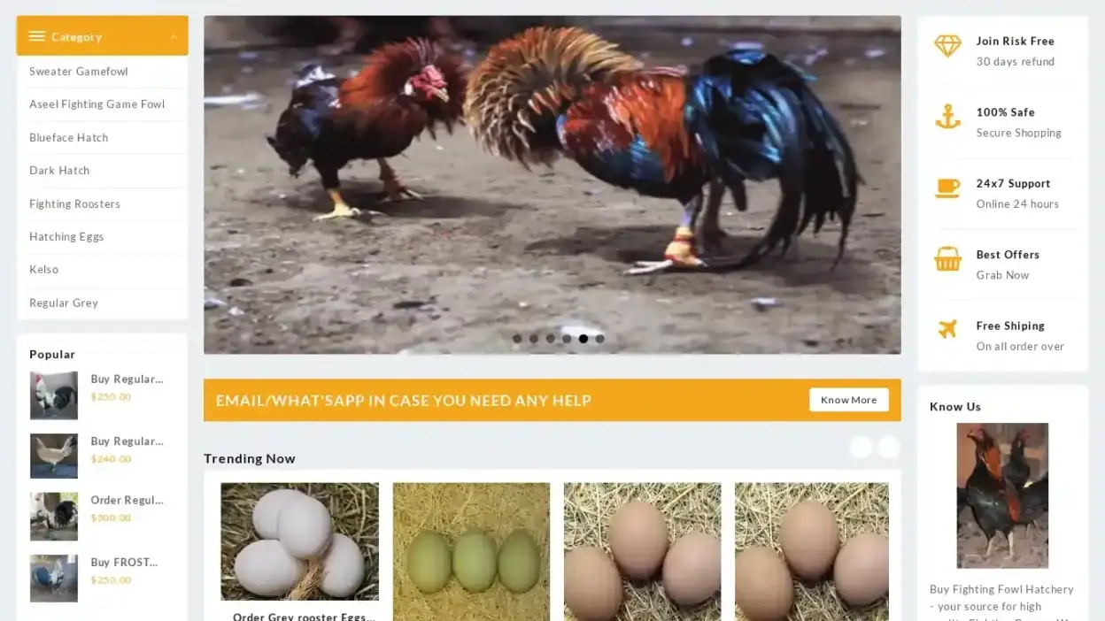 Screenshot of Non-Delivery scam website Gamefowl-farm.com