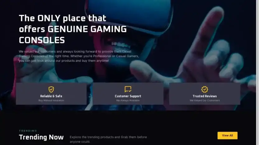 Screenshot of Non-Delivery scam website Gamevistagamingstore.com