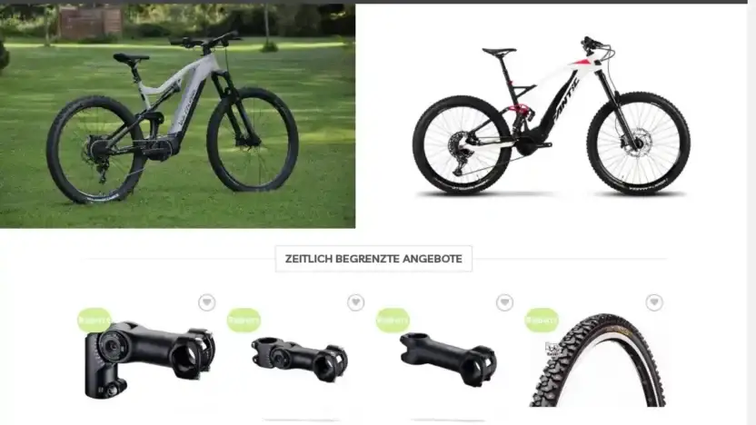 Screenshot of Non-Delivery scam website Geschaftfahrrad.com