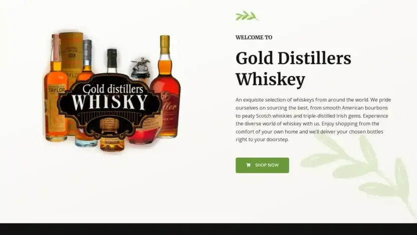 Screenshot of Whisky scam website Golddistillerswhiskey.com