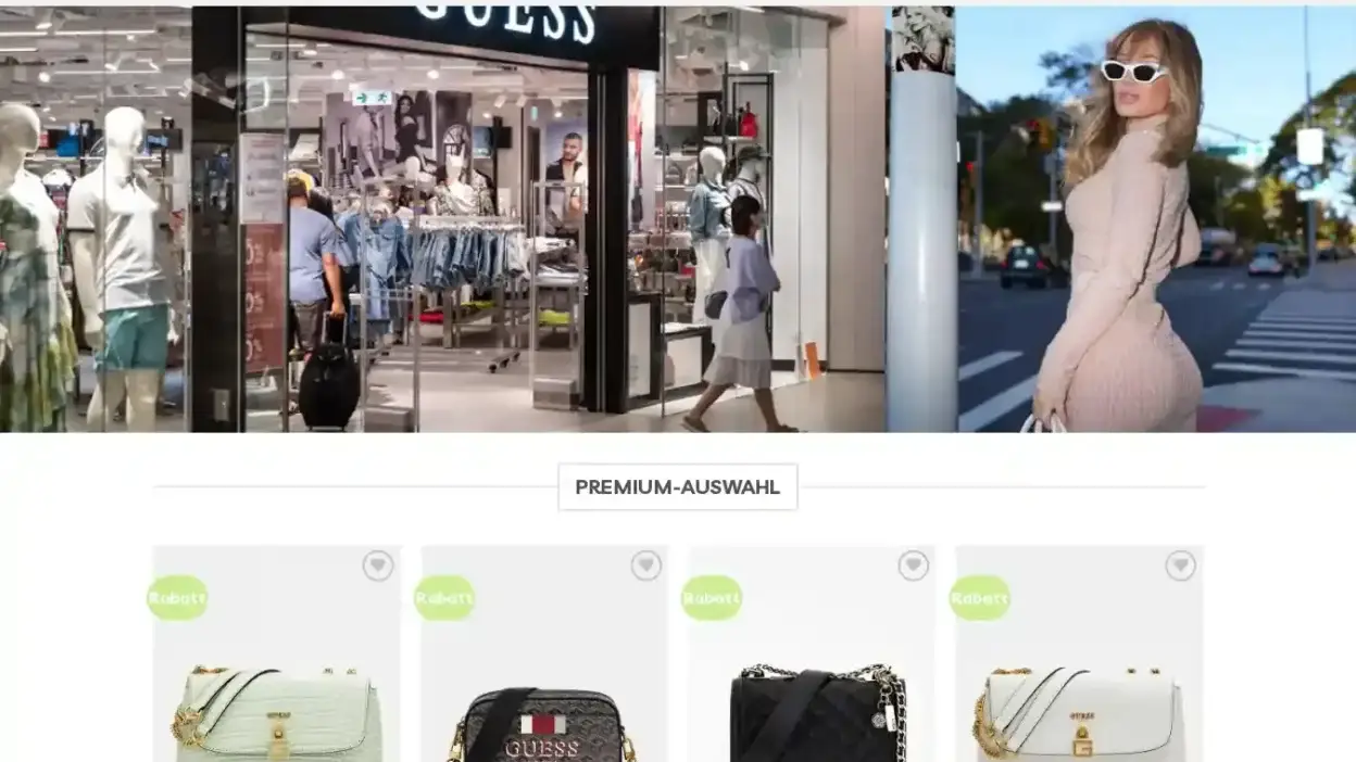 Screenshot of Fashion scam website Guessrabatt.com