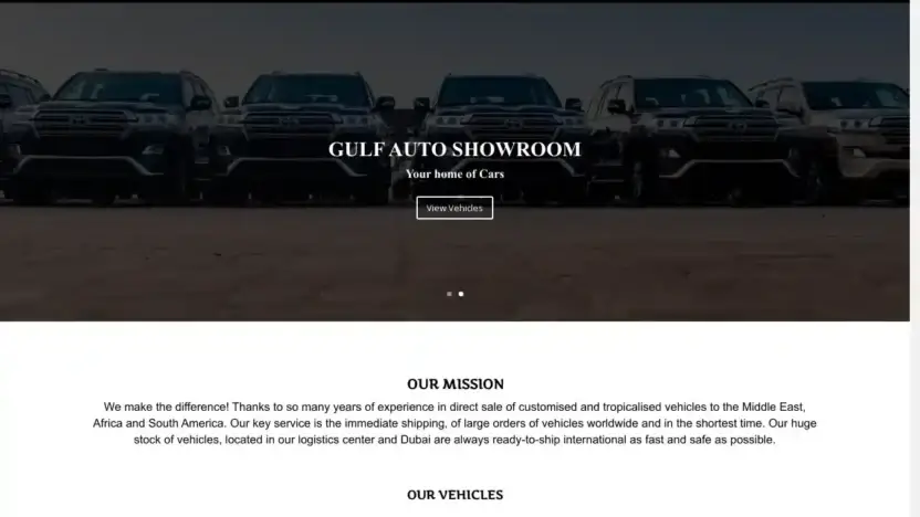 Screenshot of Non-Delivery scam website Gulfautoshowroom.com